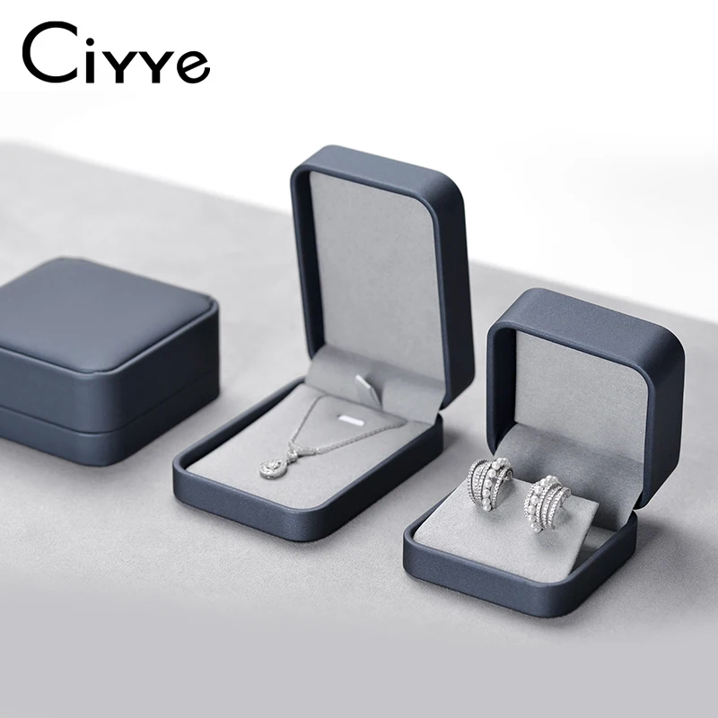 

Ciyye Leather Gray-Blue Jewelry Box Ring Box Gift Wedding Earring Necklace Box Pendant Bracelet Packaging Box Jewelry Organizer