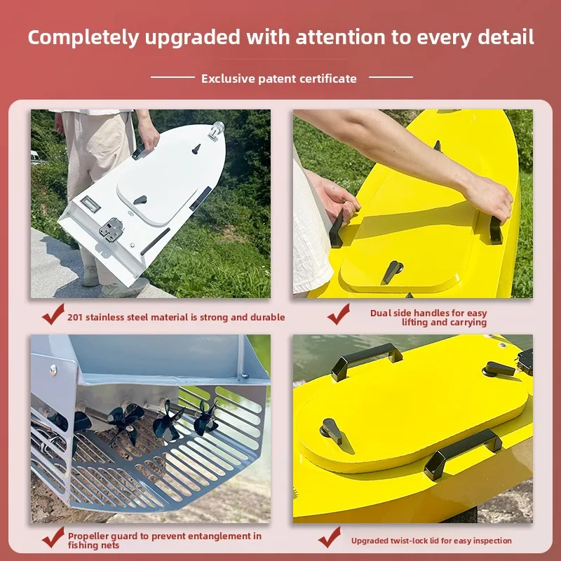 Remote Control Trawl Boat, Heavy-duty Electric Fishing Boat, One Click Decoupling, Stainless Steel Silent Motor