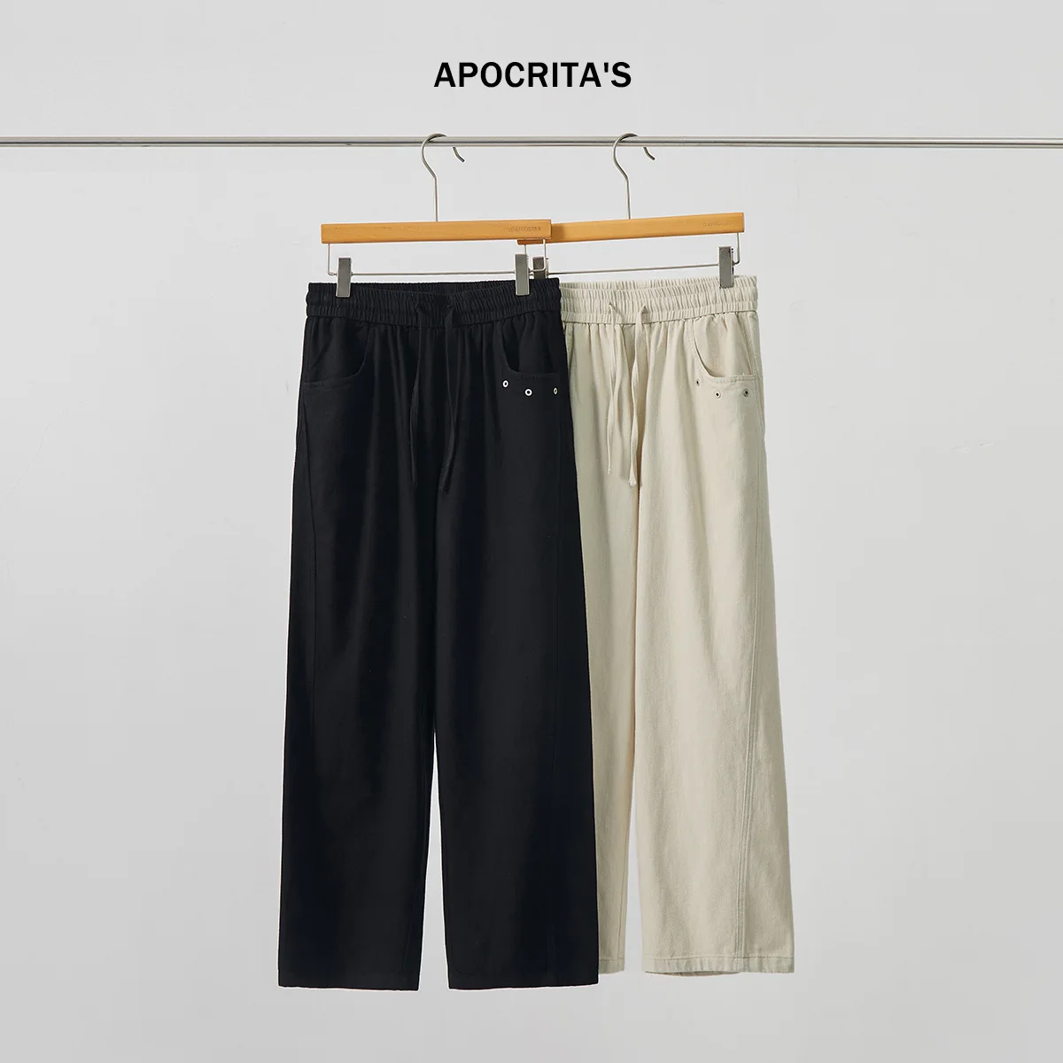 

Men's Sporty Casual Pants Loose Straight Leg Elastic Waist Long Trousers Versatile Autumn High-End Feeling Comfortable Fit