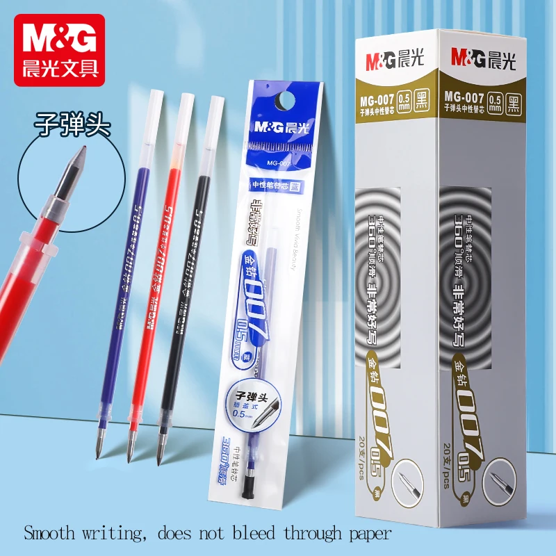 

Стержень M&G 0,5 мм, подходит для гелевых ручек Click-Top, черный/синий/красный, для студентов и офисного использования