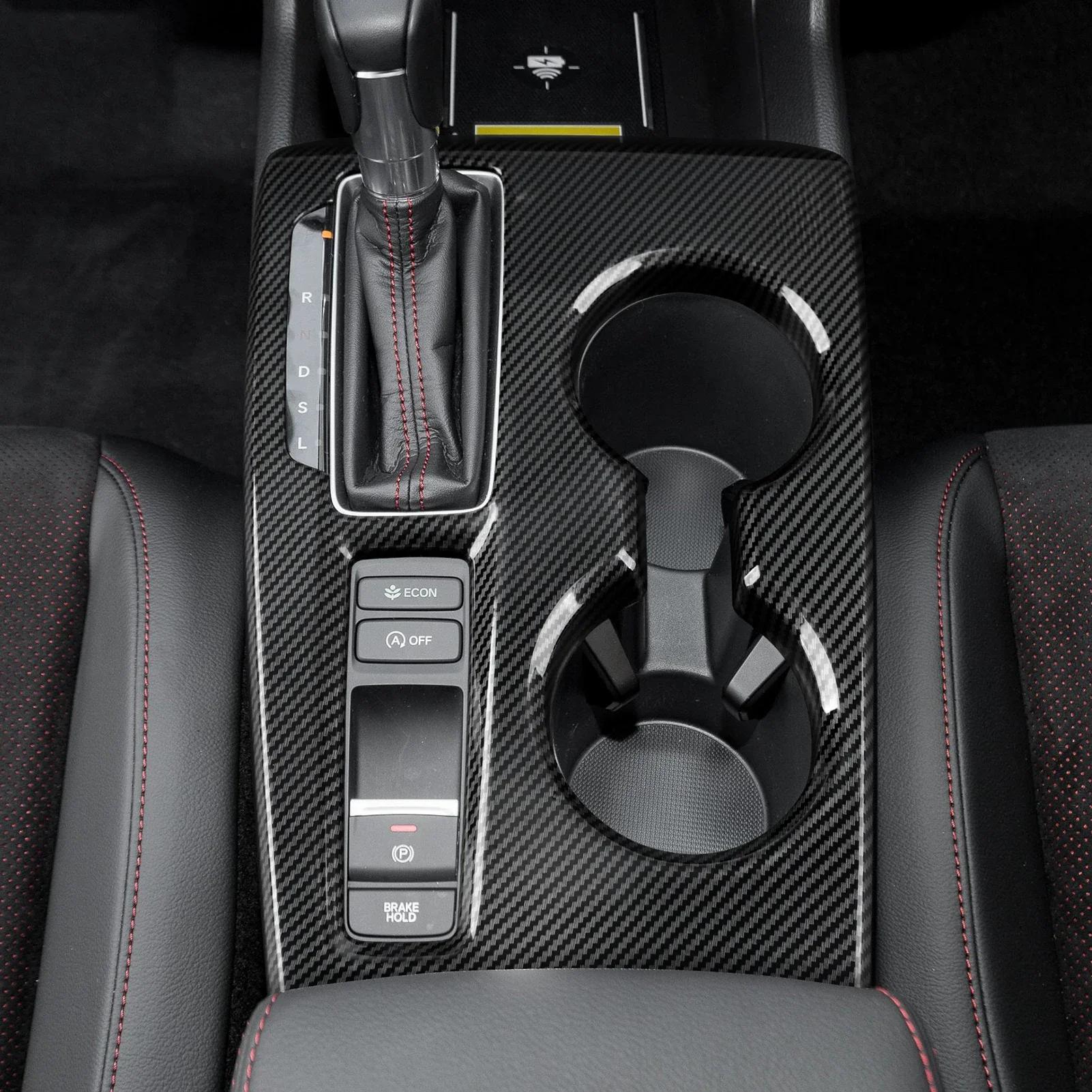 Carbon Fiber ABS Stickers  Interior Accessories Car Center Console Gear Shift Cover Panel For Honda Civic 11th Gen