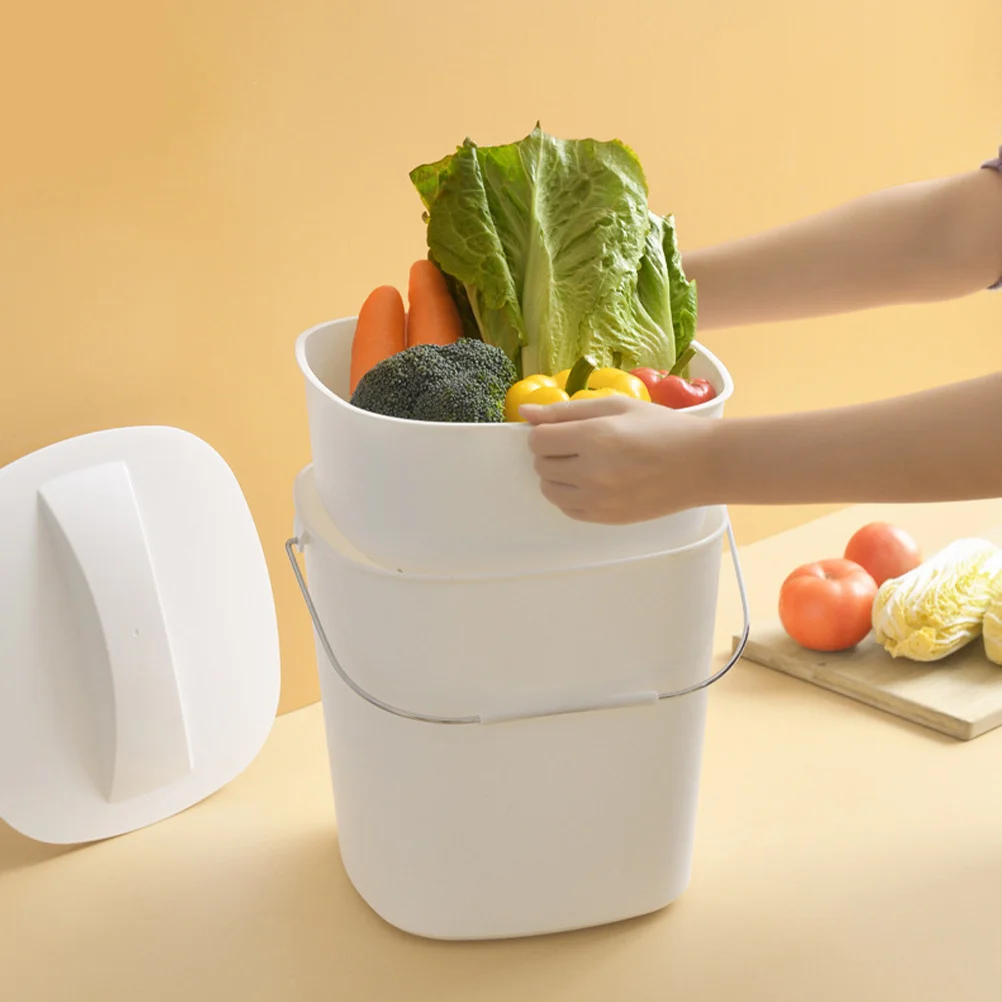 

Large Round Trash Can for Home Kitchen Use Modern Style Easy Clean Surface Dual Compartment Waste Bin Compact Footprint Design