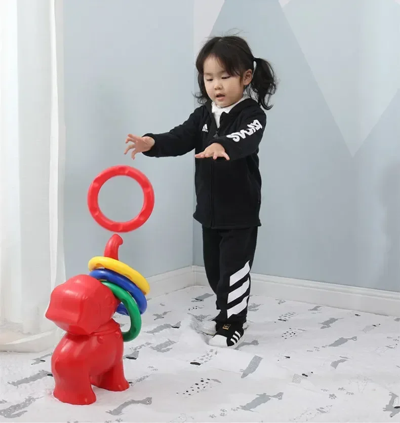 [Funny] Sport games Kids elephant Ring Toss Cast Circle Sets Game Colorful Toy child Grasping Sensory training Educational Toy