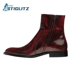 Retro Style Ankle Boots Small Square Toe Stylish Women and Men Shoes Casual Boots Genuine Leather High Top Wear-Resistant Boots