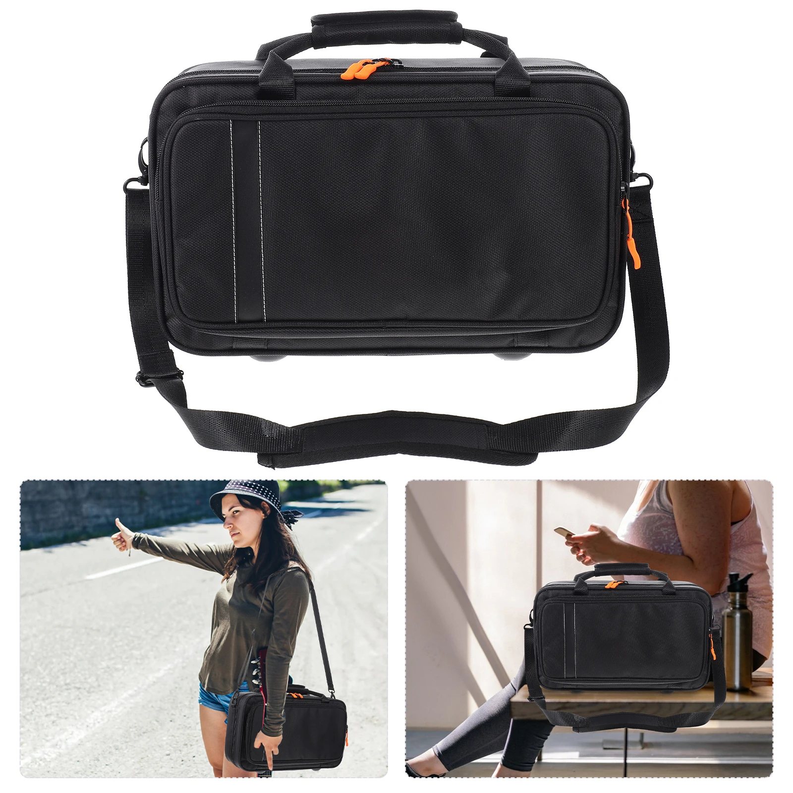 

1pc Clarinet Carrying Box Portable Shockproof Clarinet Storage Case Reinforced Handles Black Oxford Cloth Durable Instrument