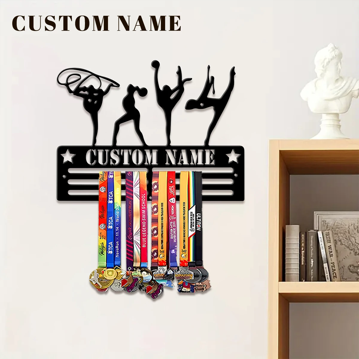 1pc Custom Gymnastics Metal Medal Hanger Holder,Personalized Football Number Medal Display Rack for Sports Awards,Birthday Gift