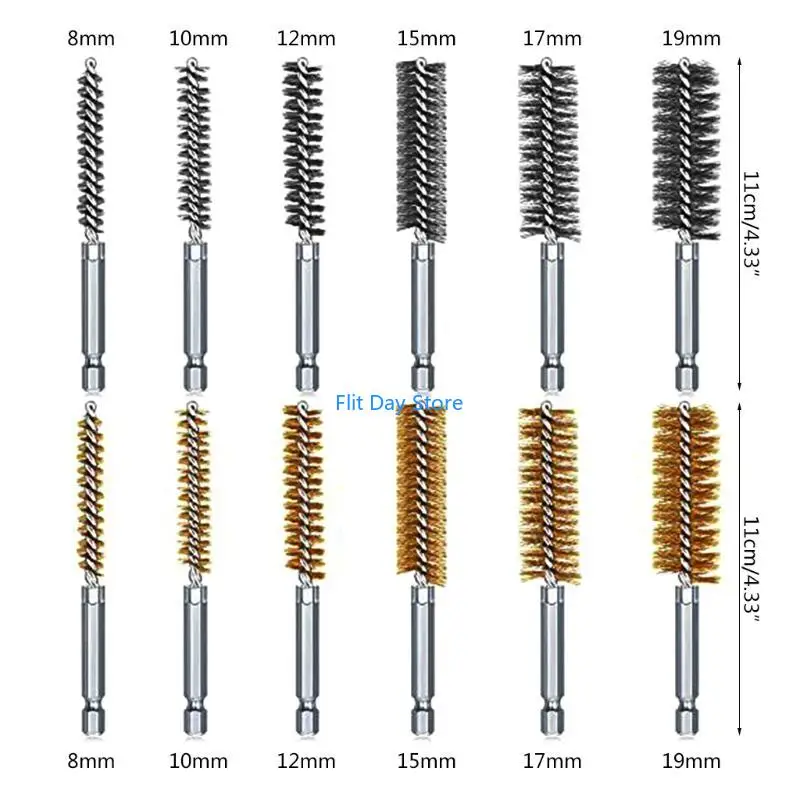F92C 12pcs Aço inoxidável /escova cobre Pincel limpeza conjunto pincel fios fios