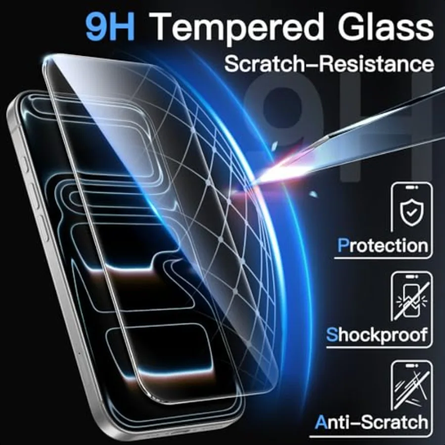 Pellicola salvaschermo per iPhone 17 Pro Max 6,9 pollici 10 secondi Kit di installazione facile con vassoio di allineamento OneStep Antifingerprint Te