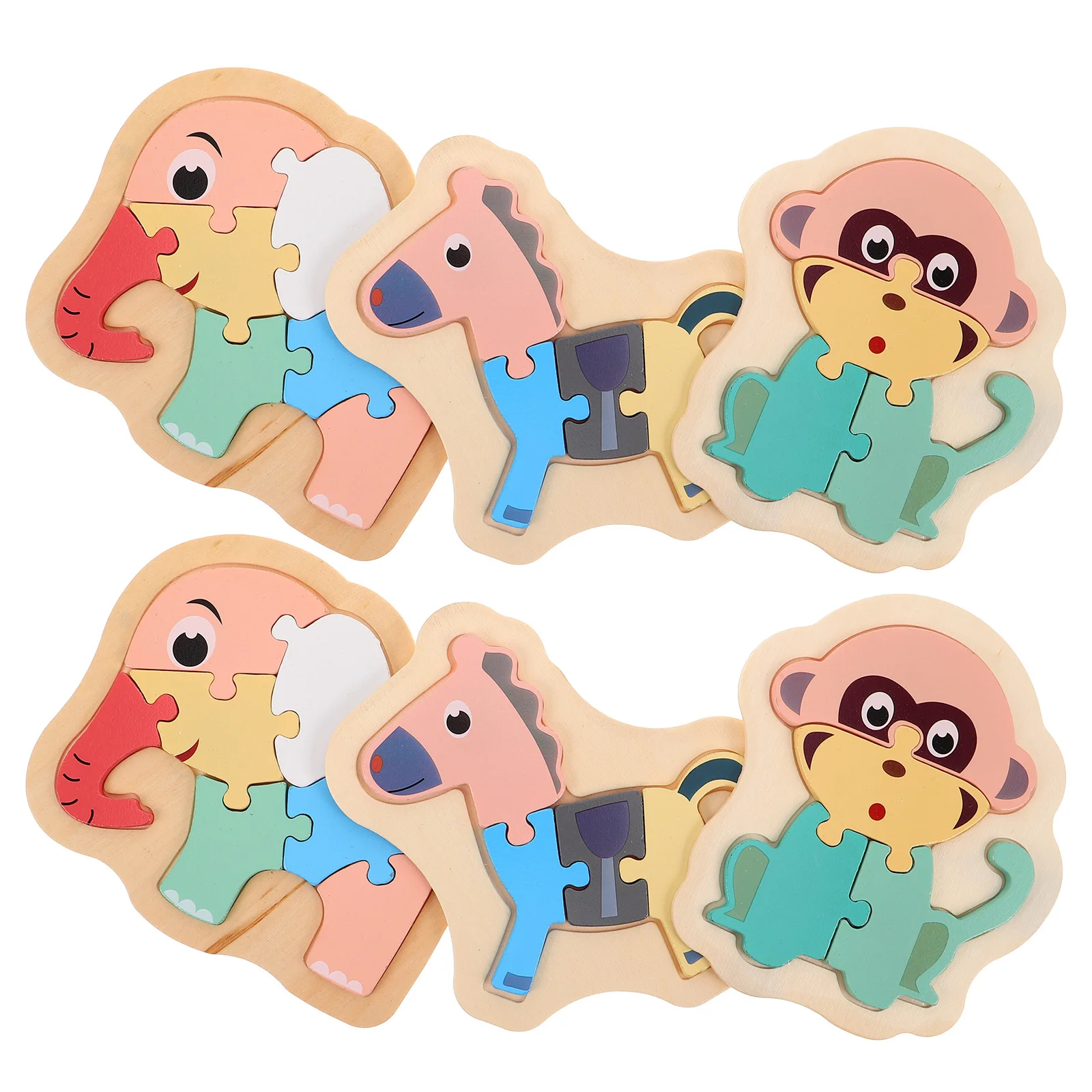 

6 шт. деревянная головоломка Монтессори с животными, обучающая игра для дошкольников, раннего развития, соответствующий слоне, головоломка Монтессори