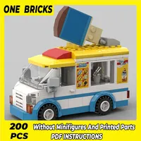 Moc Building Blocks Car Model Cute Ice Cream Truck Technical Bricks DIY Assembly Construction Toys For Child Holiday Gifts