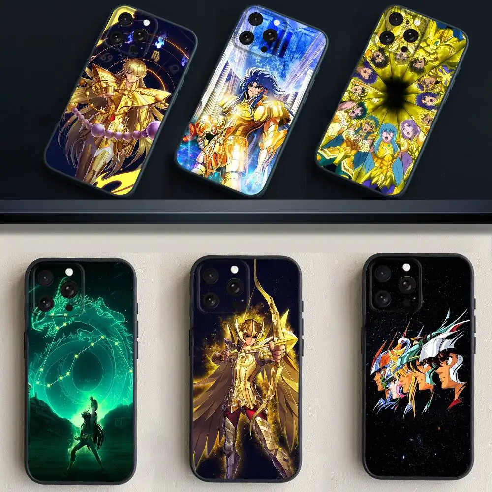 

Saint S-Seiya K-Knights Phone Case For iPhone 17,16,15,14,13,12,11 Plus,Pro Max,XS,X,XR,SE,Mini,8,7,Soft Silicone Black Cover