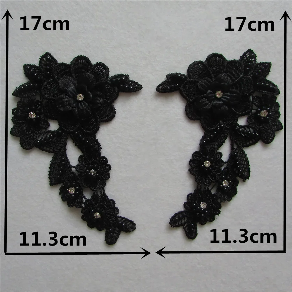 New arrival 3D flower polyester lace fabric embroidery lace collar shoes flower DIY ABS pearl sewing clothing accessories