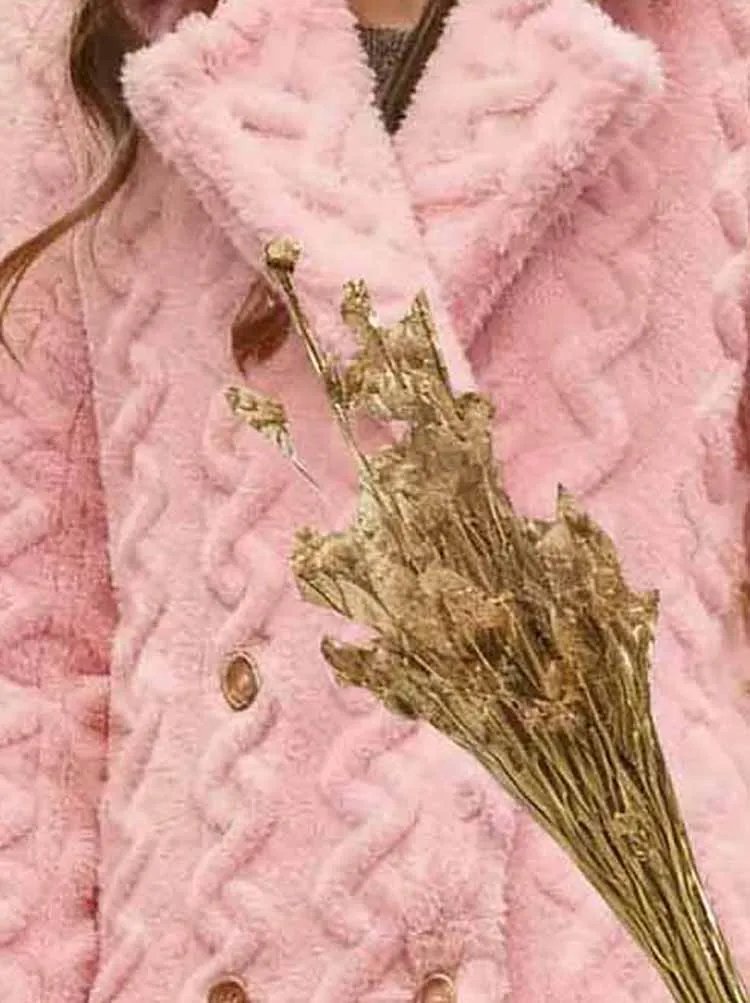 カジュアルコーラルフリースジャカード女性のアウターウェアファッションラペル長袖スリム通勤コート秋冬新ソリッドウォームオーバーコート