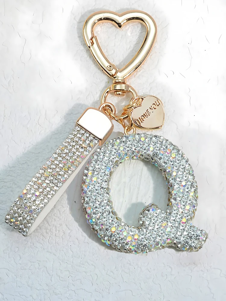 Glänzender Diamant-Besatz 26 Englische Initialen Schlüsselanhänger Auto Hochwertiger Schlüsselring Damenhandtasche Zierlicher Anhänger Thanksgiving-Geschenke – Detail 17