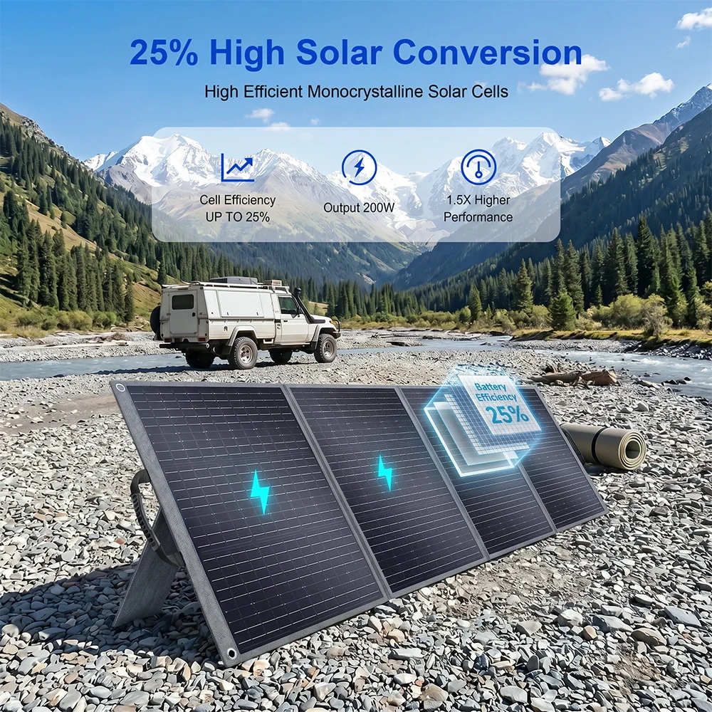 SOLARPLAY 200W/400W Foldable Solar Panel  4/6 Fold Solar Generator Charging Panel For Power Station,Outdoor Camping Power Generator Charging