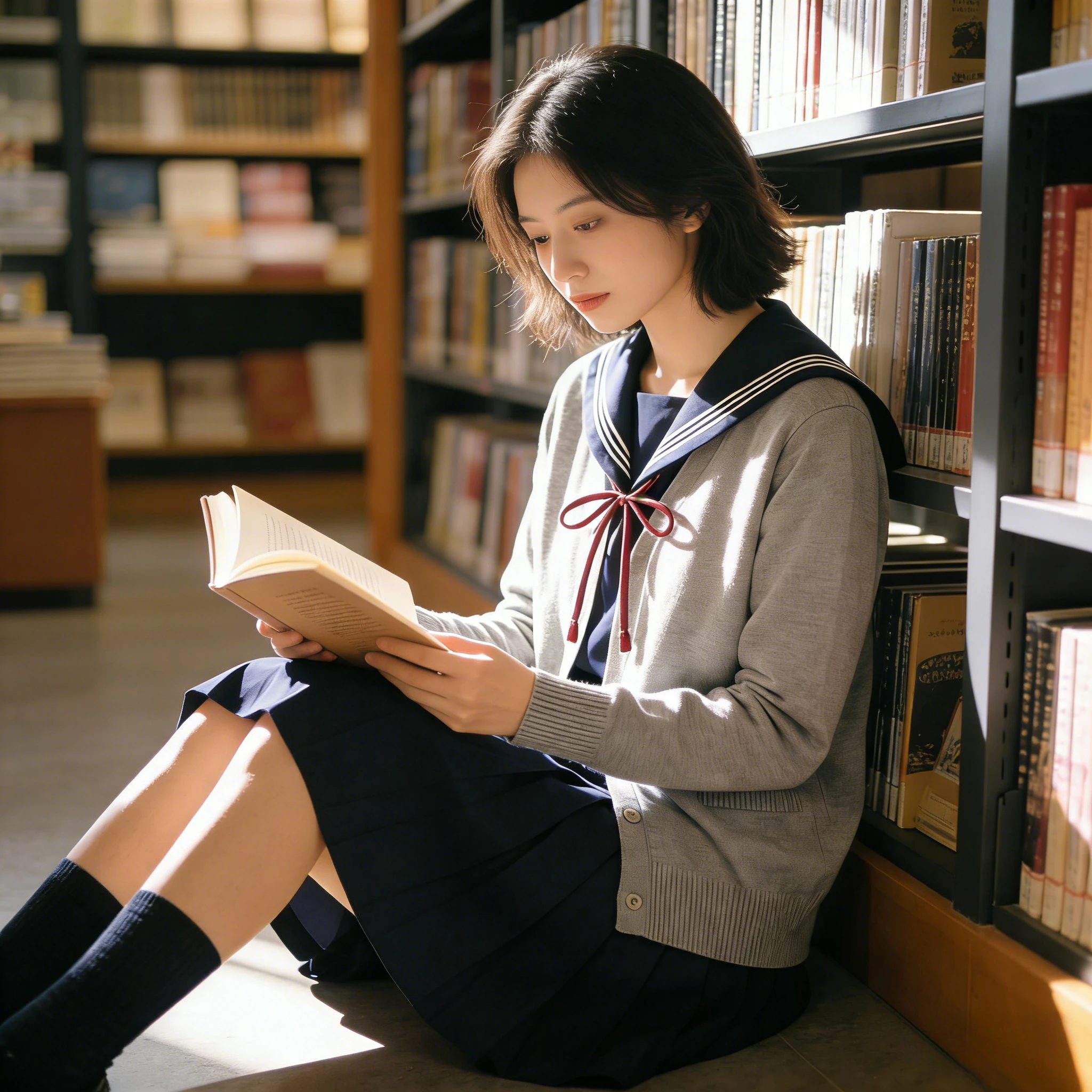 Uniforme de Marinheira JK Japonês Plus Size, Tom Ciano Intenso, Design de Carcela Kansai, Roupa Feminina Macia e Elegante para Estudantes do Ensino Médio