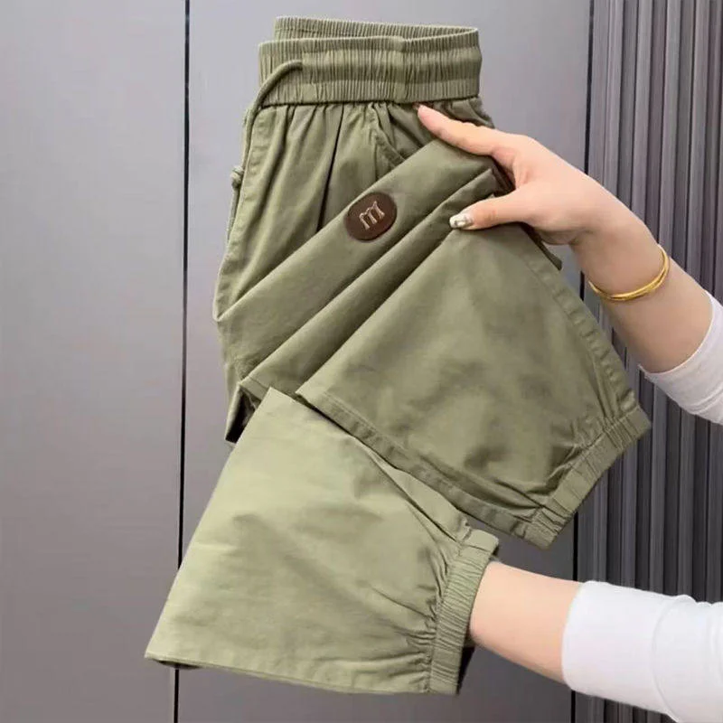 

Ice Silk Casual Pants Men's Loose Summer Sport Trousers Trendy Nine Points Long Pants Straight Leg