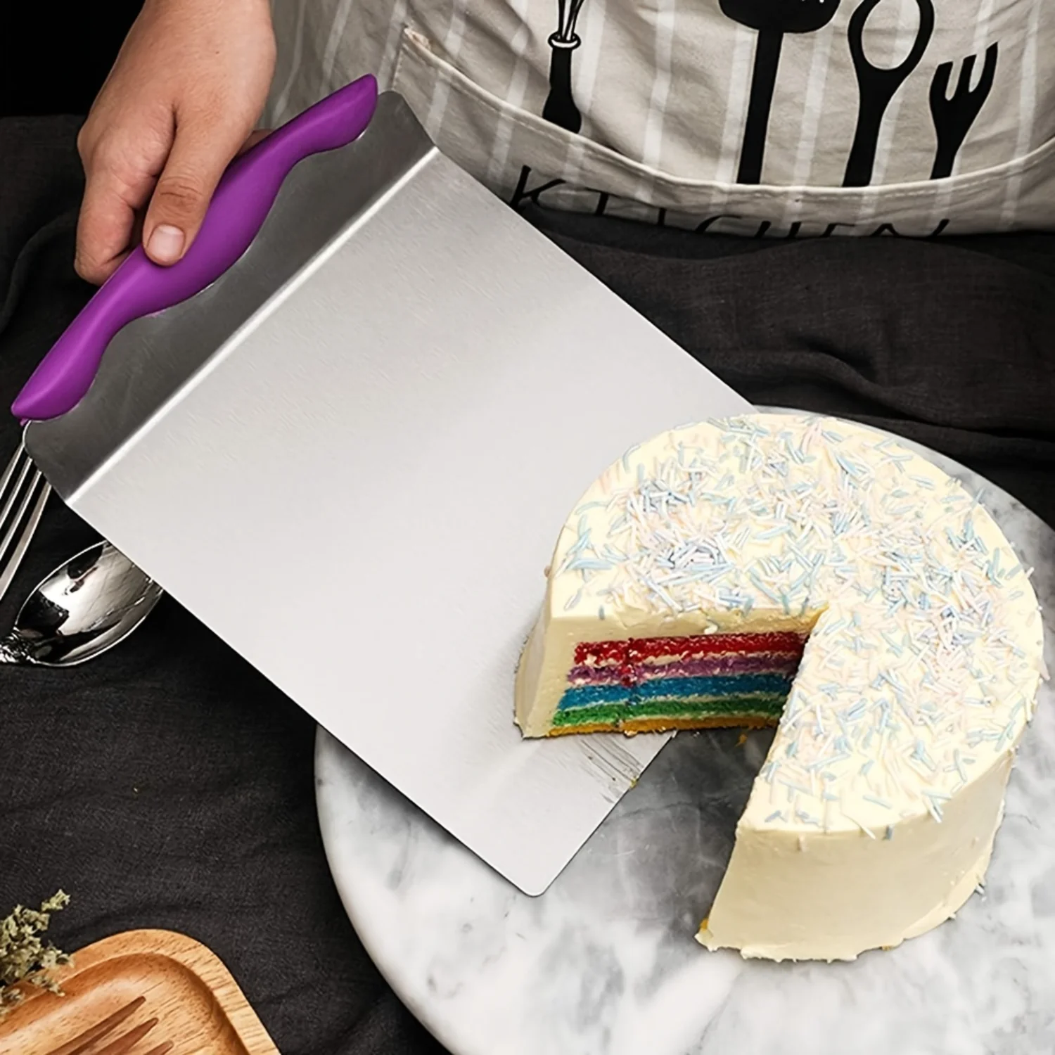 

1pc, Cake Safe Lifter, Stainless Steel Pizza Transfer Shovel, Square Cake Tray, Moving Plate Tool, Cookie Spatula, Baking Tools,