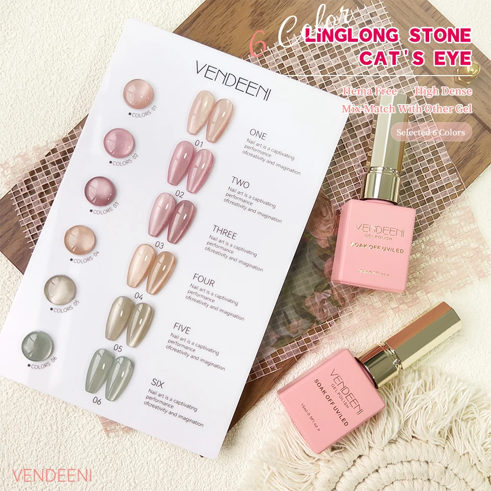 vendeeni-6色セット-ピンククリスタルキャッツアイジェルネイルポリッシュ-マグネット式uv-ledソークオフジェルヴァーニッシュ-キャッツアイジェルラッカー-ディスプレイ付き