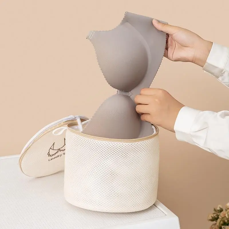 Khaki Laundry Bag For Dedicates,Double-layer Thickened Underwear Bra Washing Bag,Wash Protective Bag,Machine Washable