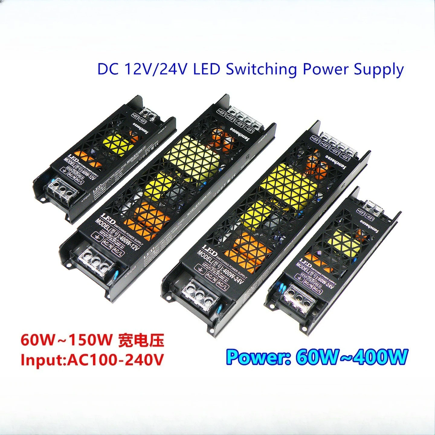 12V 24V Semi‑Potting LED Linear Lighting Power Supply Full‑Power Flicker‑Free Industrial Switching Power Supply
