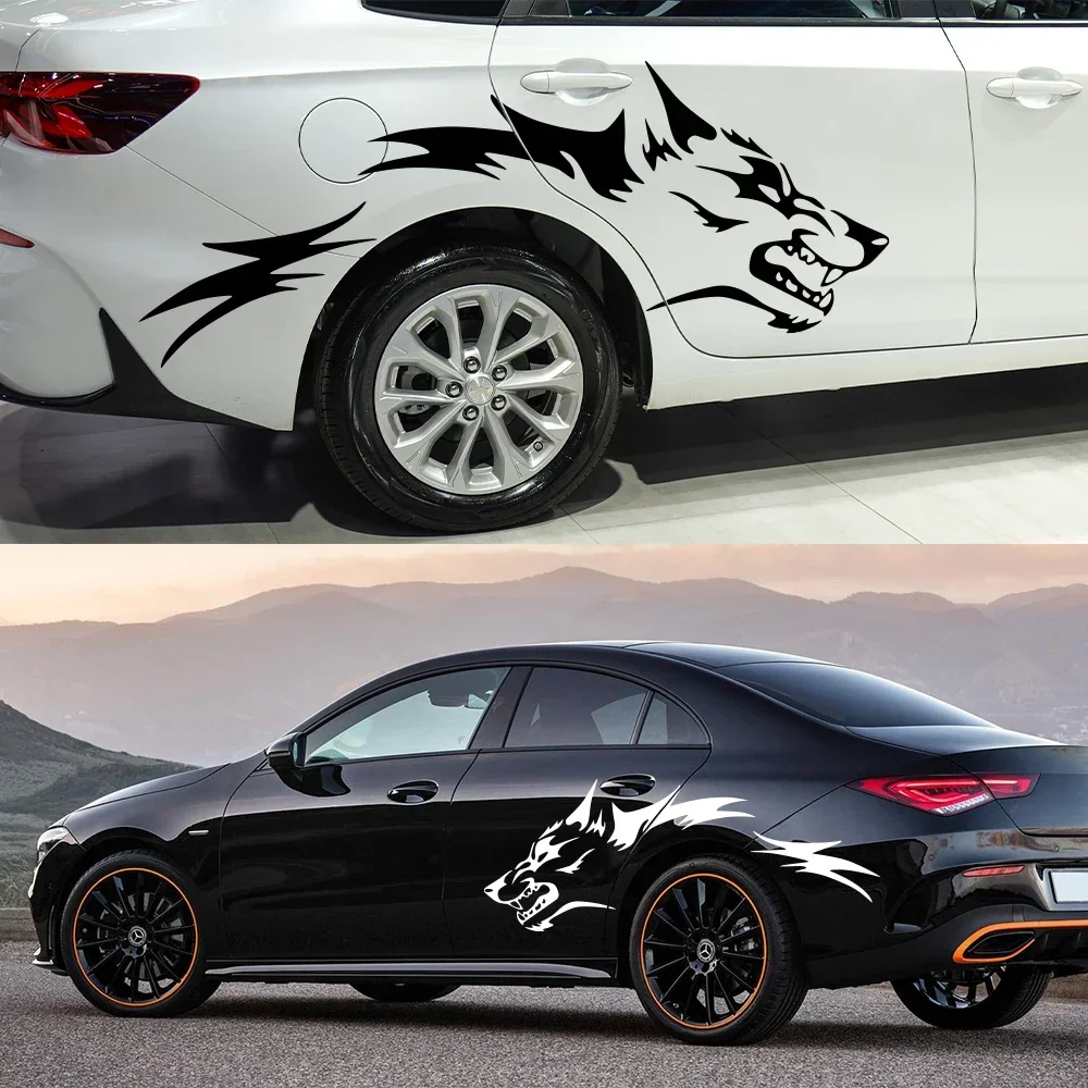 

2Pcs Car Sticker Coyote Pattern Design Decals Decor Vinyl Waterproof Scratch-resistant For Side Body Sticker Styling Accessories