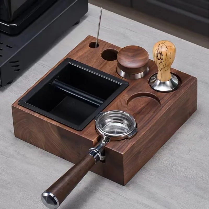 51/54/58mm Wooden Coffee Tamper Station Stand Coffee Knock Box Support Base Protafilter Holder Distributor Mat Accessories