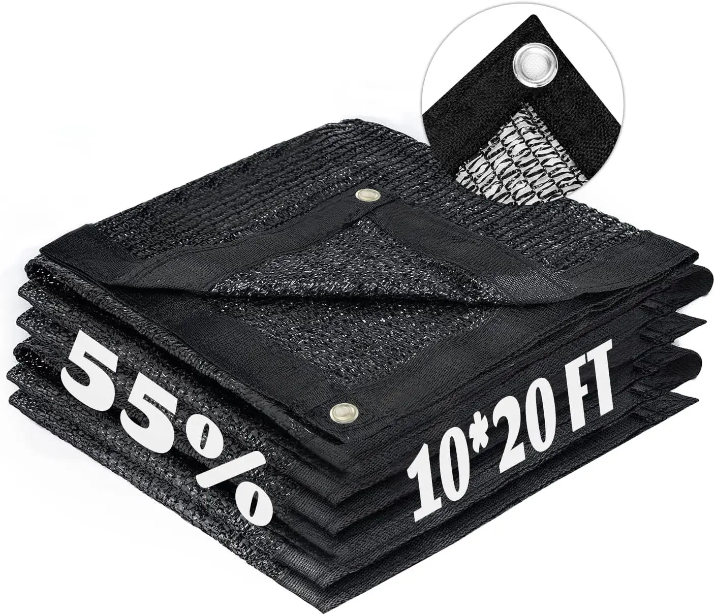 

Сетчатая ткань-тент от солнца с люверсами, идеально подходит для укрытия садовых растений, теплиц и патио (55% затенения, черный, 10x20 футов)