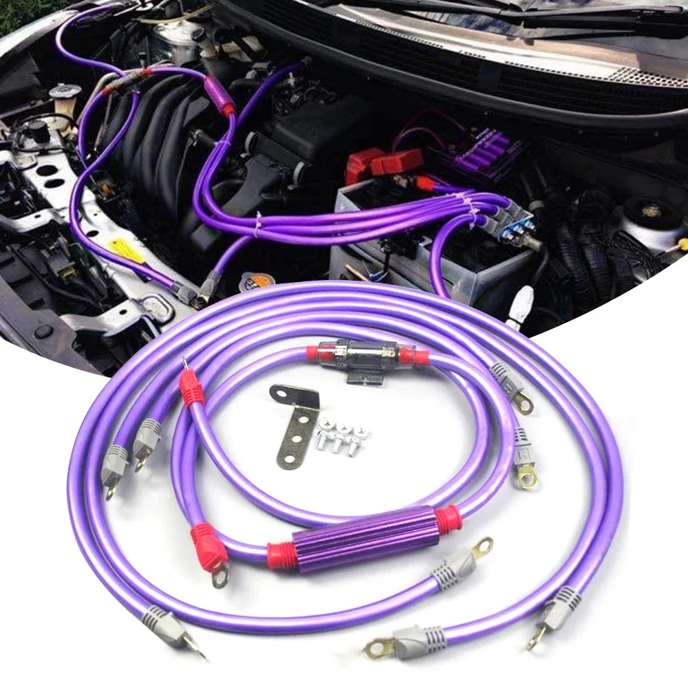 

Universal Ground Cables Auto Booster Jumper Car Cable Earth Grounding Wire System Kit Purple