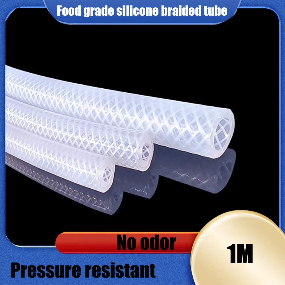 1M Meter High Pressure Braided Silicone Tube Food Grade Steam Distillation Rubber Hose Heat Resistant Flexible Rubber Tube3-38mm