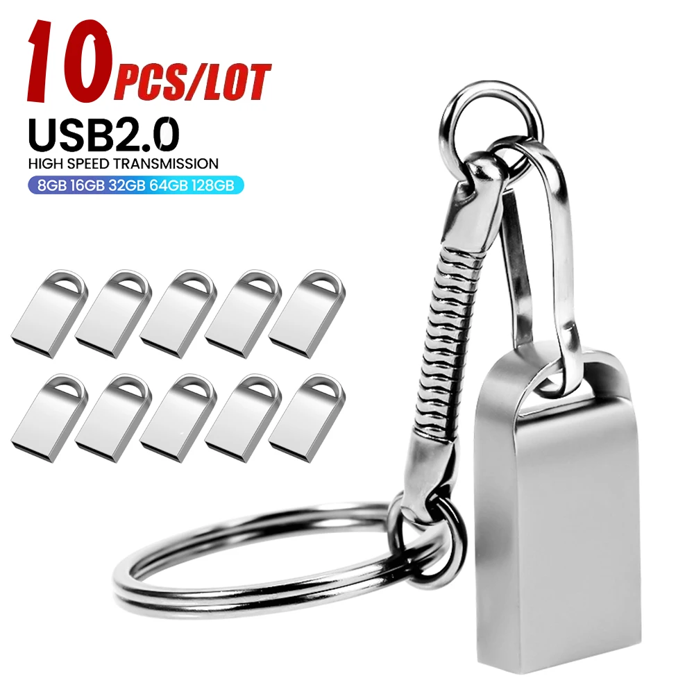 

10 шт./лот мини-металлический USB-накопитель 32 ГБ памяти 16 ГБ супер ручка 64 ГБ черный U диск серебристый 4 ГБ флэш-накопитель бесплатный брелок