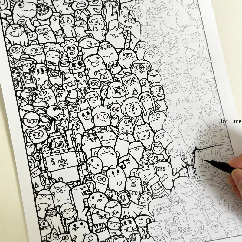 A Graffiti Monster Coloring Book with Cute Cartoon Monster Graffiti Patterns Large-sized Draw Book with High-definition Patterns