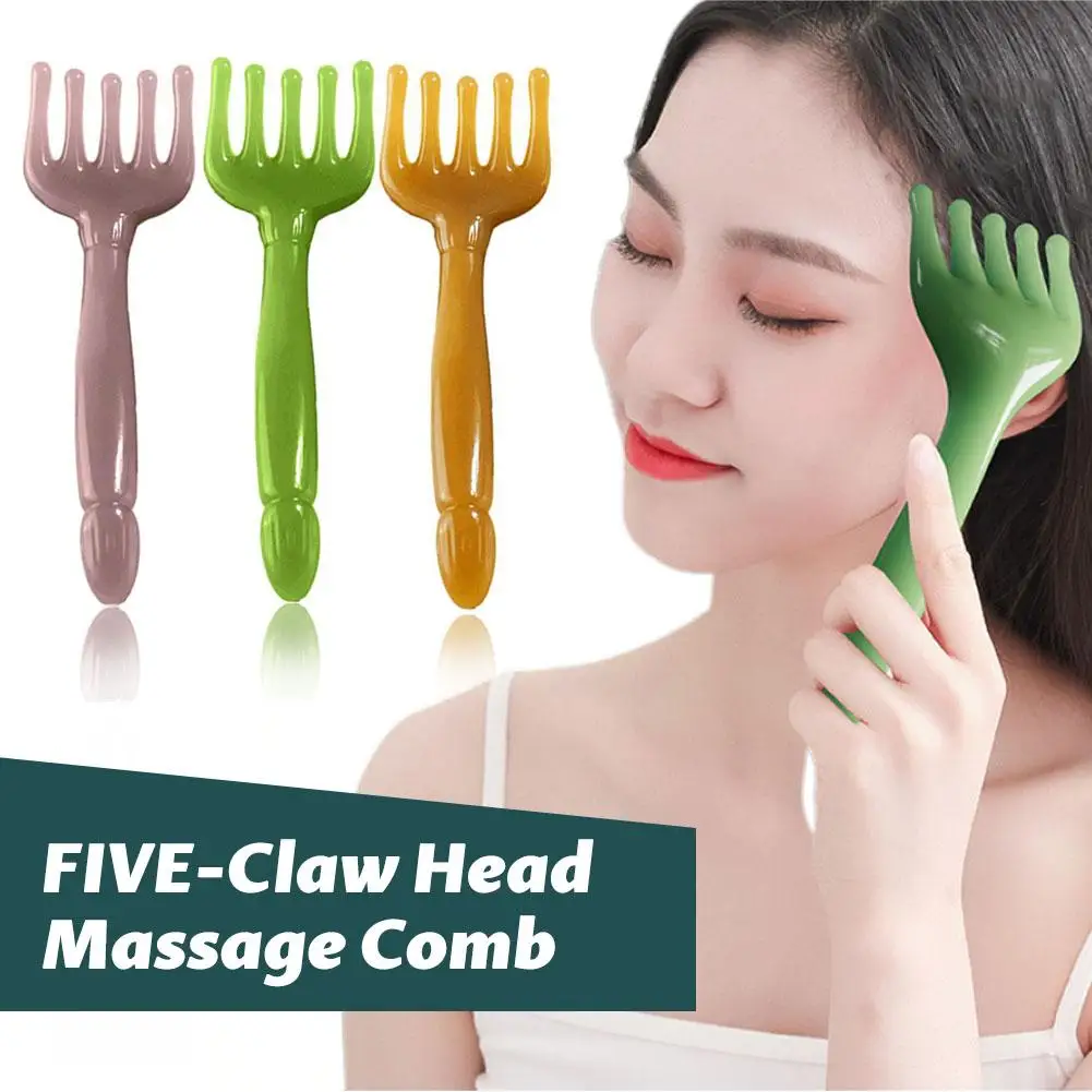 

Natural Golden Sandalwood Five-Claw Scalp Massager Meridian Back Spa Sha Scratcher Care Massage Comb Tool Hair Handheld Gua H2F7