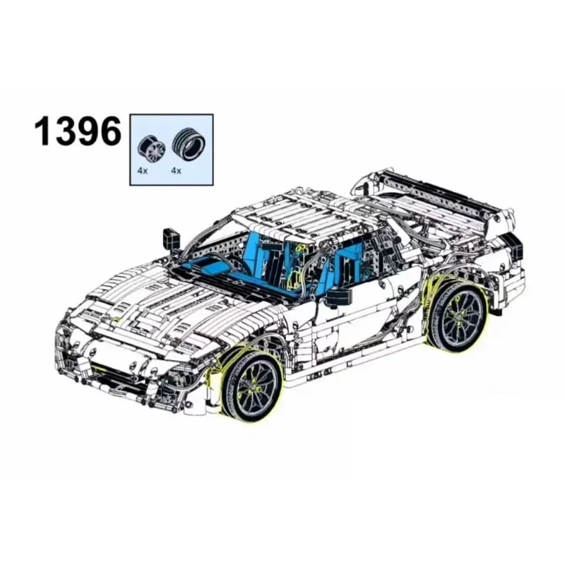 New MOC-40109 1:8 Scale Supercar Model RX7 FDMOC Creative Building Block Toy Custom Kids Birthday Building Block Toy Gift