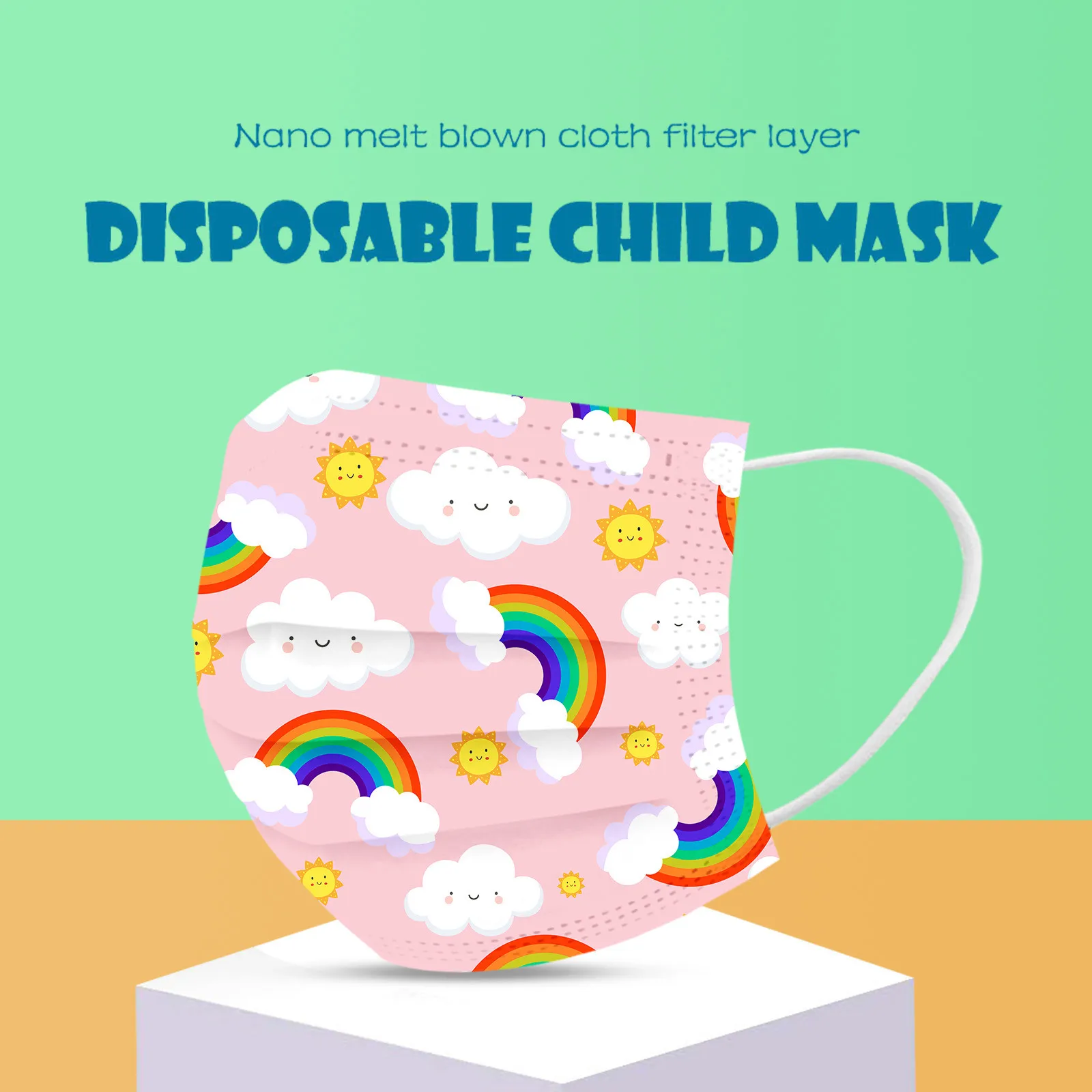 Kids Children\'s Mask Disposable Face Mask Industrial 3Ply Ear Loop 50PCS Mask