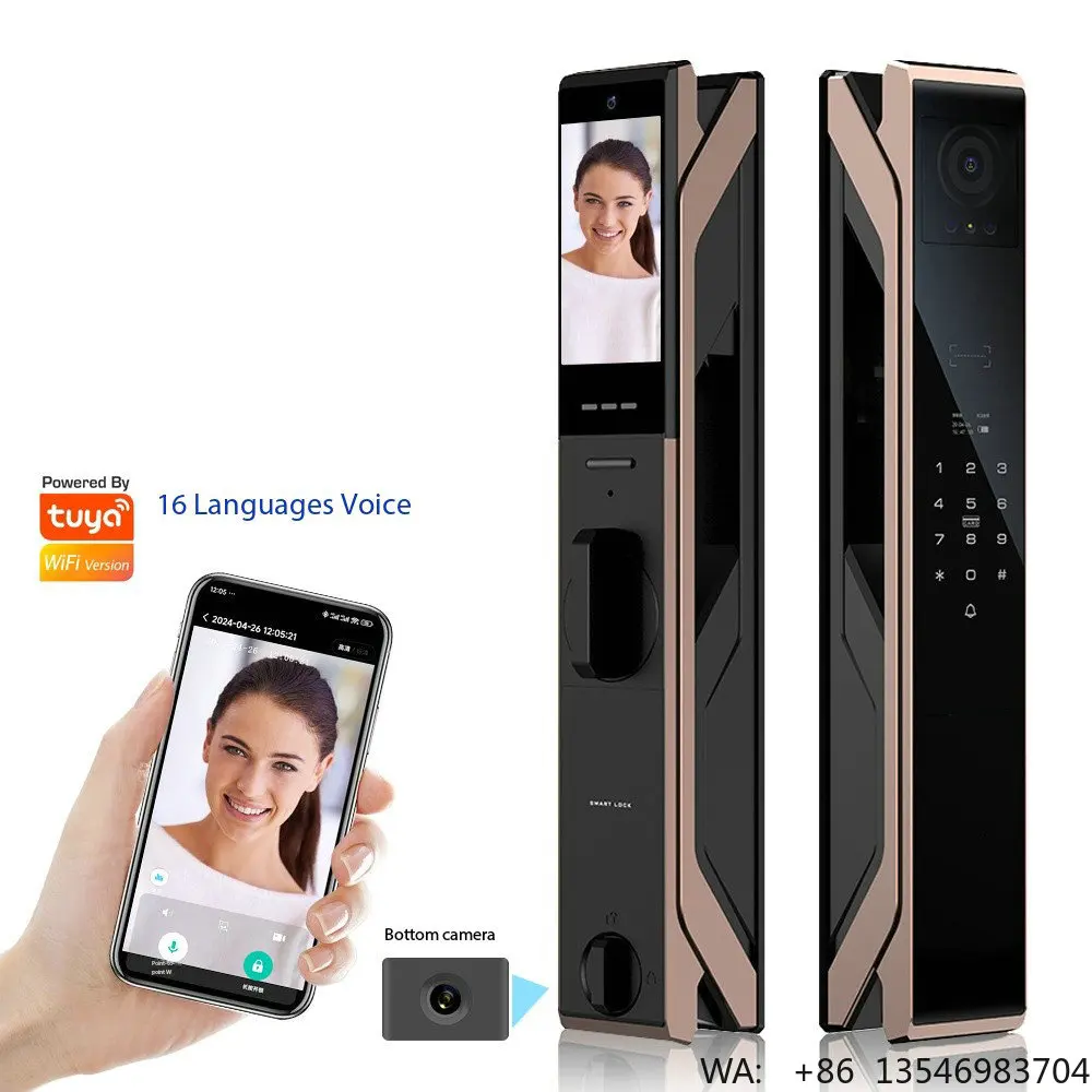 3 Cameras Fully Automatic Digital Lock Fingerprint Password Wifi Biometric 3D Face Recognition Smart Door Lock