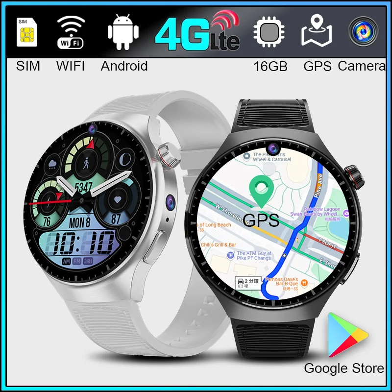 4G LTE Smartwatch For 4G Sim Card Dual Camera Video Calls GPS Smart Watch 2024 WIFI Wireless Fast Internet Access Watch GT4 PRO