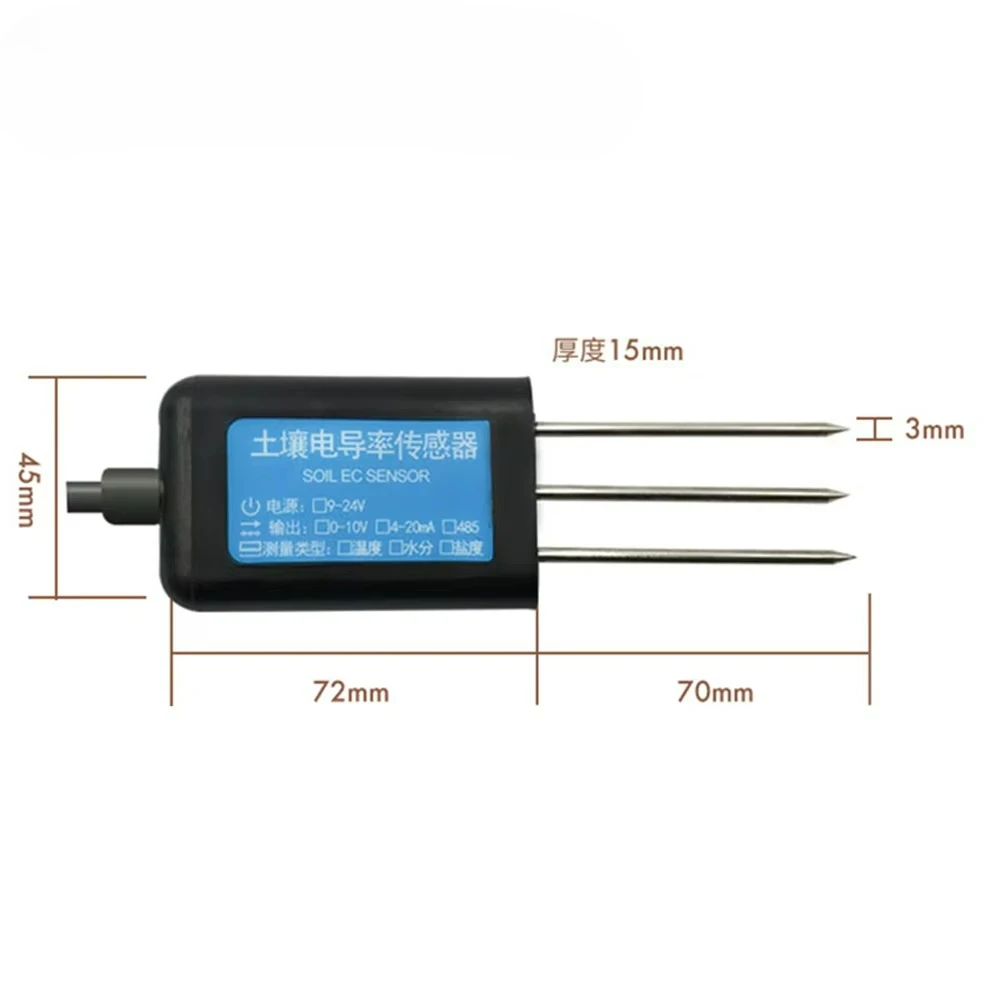 0-5V 0-10V 4-20mA RS485 High Sensitive Integrated Soil Salinity Conductivity Soil EC Sensor