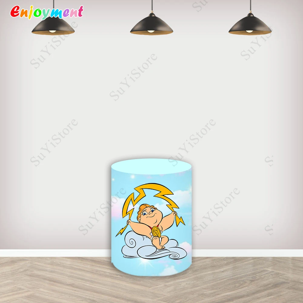 هرقل الطفل خلفية مستديرة الصبي حفلة عيد ميلاد ديكور التصوير خلفية غطاء أزرق الديكور استحمام الطفل استوديو الدعامة #5