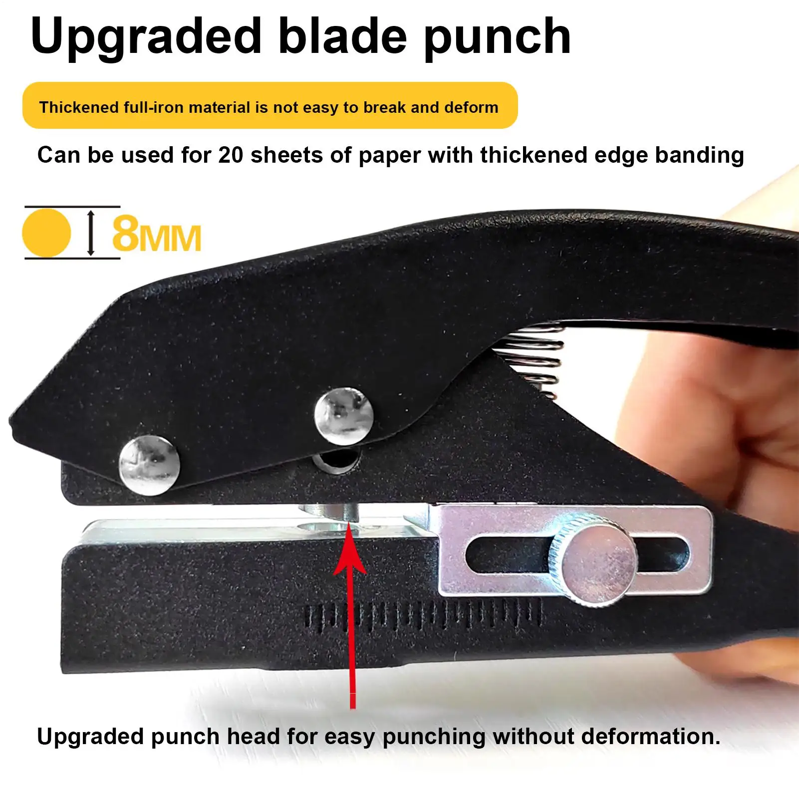 Hole Punch Portable Hand Held Paper Punch Handheld Repair Craft Tool For Scrapbook Tags Paper Cardboard Thin PVC Sheets Label