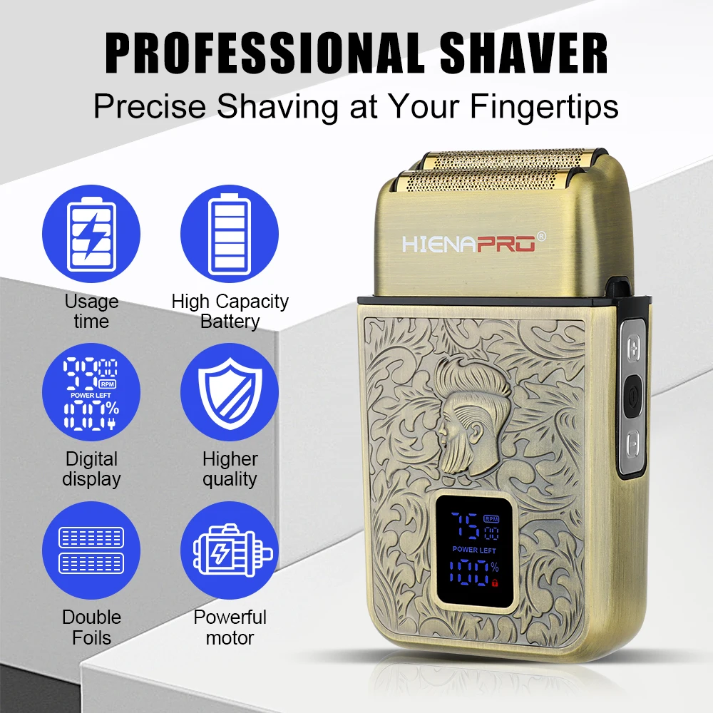 Afeitadora de pelo, maquinilla de afeitar eléctrica, cortadora de pelo de Metal profesional, juego de Afeitadora eléctrica, Afeitadora Digital recargable por USB