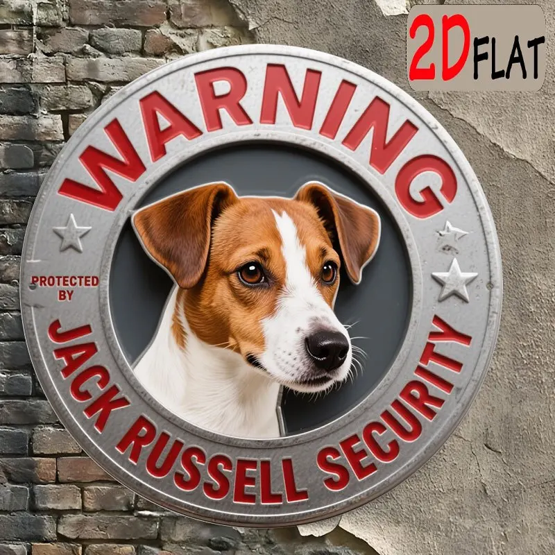 2D Flat - 7.87 X 7.87 Inches Round Outdoor Sign, Flat Design, Featuring Jack Russell Terrier Portrait And 