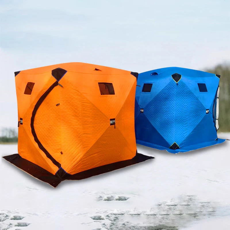 Warm Winter Ice Fishing Tents Large Spacious Triple Thick Cotton Outdoor Camping Wind Proof Waterproof Snow Proof Family Travel