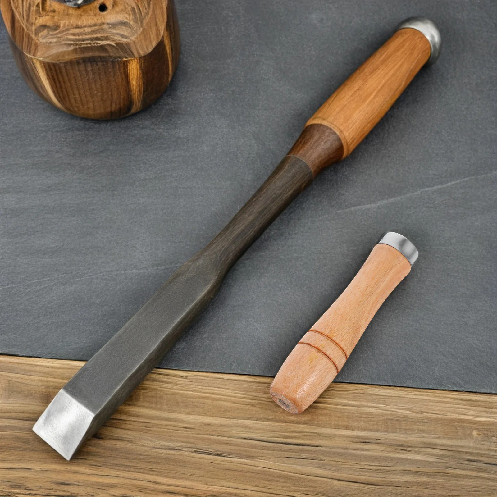 

5Pcs Wooden File Handle Ergonomic Hardwood Grip Iron Collar Universal Replacement Tool Handle for DIY Hand Tools 10 Inch File