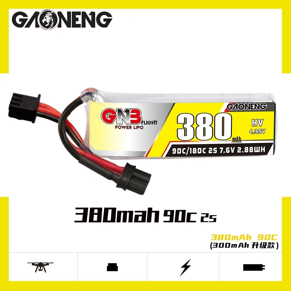 GAONENG Lipo 배터리, HV 380mAh 2S 3S 90C 180C XT30 BETAFPV 베타 75X 65X Whoop 드론 PH2.0 1:28 RC 자동차 드리프트 미니 Z 블레이드 MCPX BL