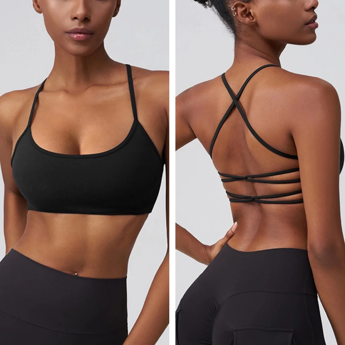 Sommerliche Yoga-Bekleidung für Damen: Atmungsaktive Unterwäsche, Sport-BH zum Laufen, formgebendes Push-up-Oberteil und stoßdämpfendes Top – Detail 19