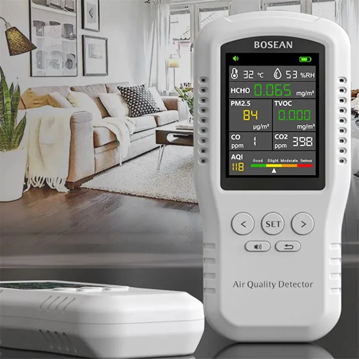 

ABNJ Air Quality Monitor CO2 CO PM2.5 HCHO TVOC Temperature Humidity Monitor Home Air Quality Detector