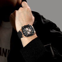 NAVIFORCE New Chronograph Watches Men Square Dial Silicone Strap Waterproof Man Clock Quartz Calendar Luxury Male Wrist Watch