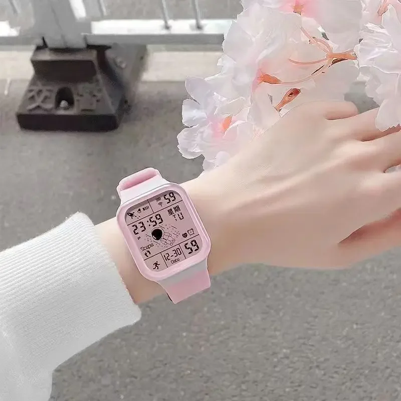 Jam Tangan Olahraga untuk Wanita Jam Tangan Olahraga Elektronik Multifungsi Tahan Air Jam Tangan Digital LED Tali Silikon untuk Wanita