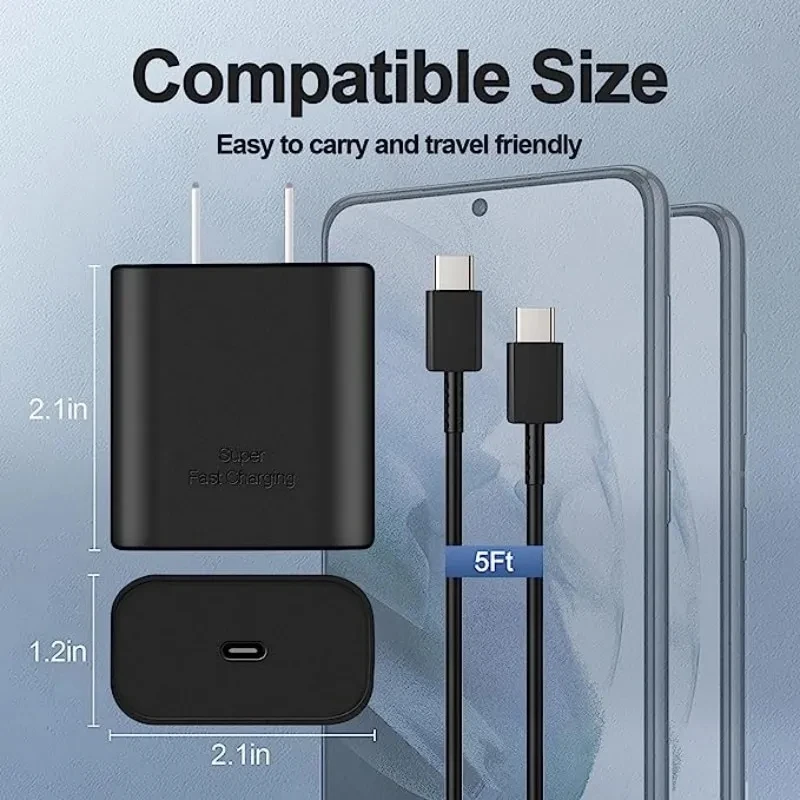 PD3.0 45W Super Fast Charger For Samsung Galaxy S23 S21 S22 Ultra S20 S10 Note 10+ 20 A54 USB Type C Cable Fast Charging